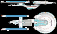 Excelsior-Refit (Enterprise-B) profile and dorsal views